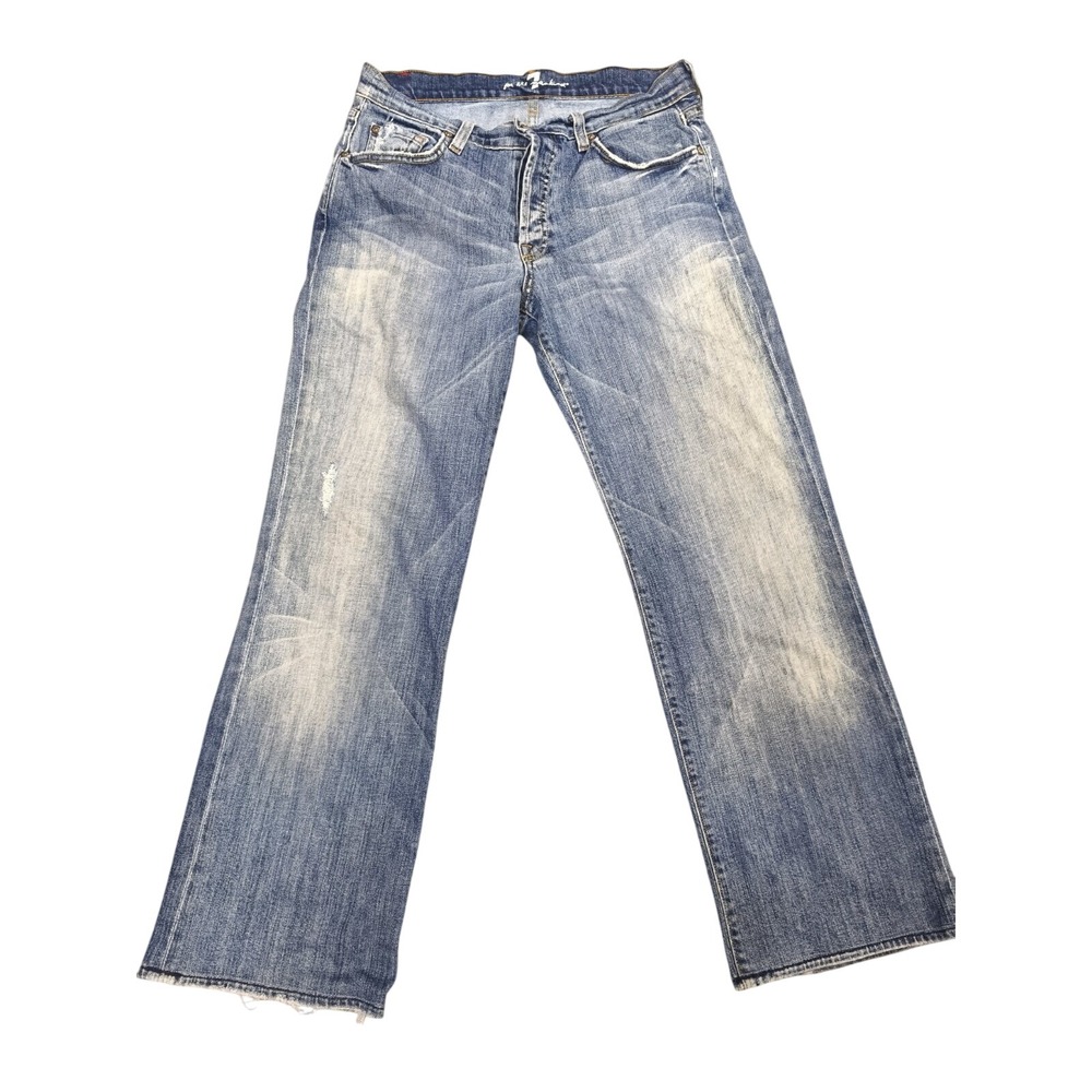 7 For All Mankind Relaxed Jeans Mens 33 Medium Wash Faded Distressed T521R080U